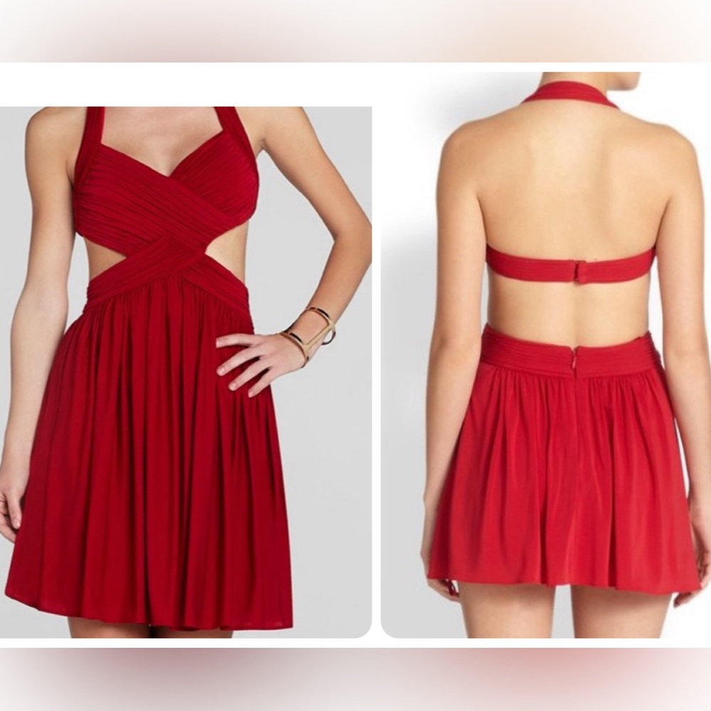 Elegant Red Halter Dress
